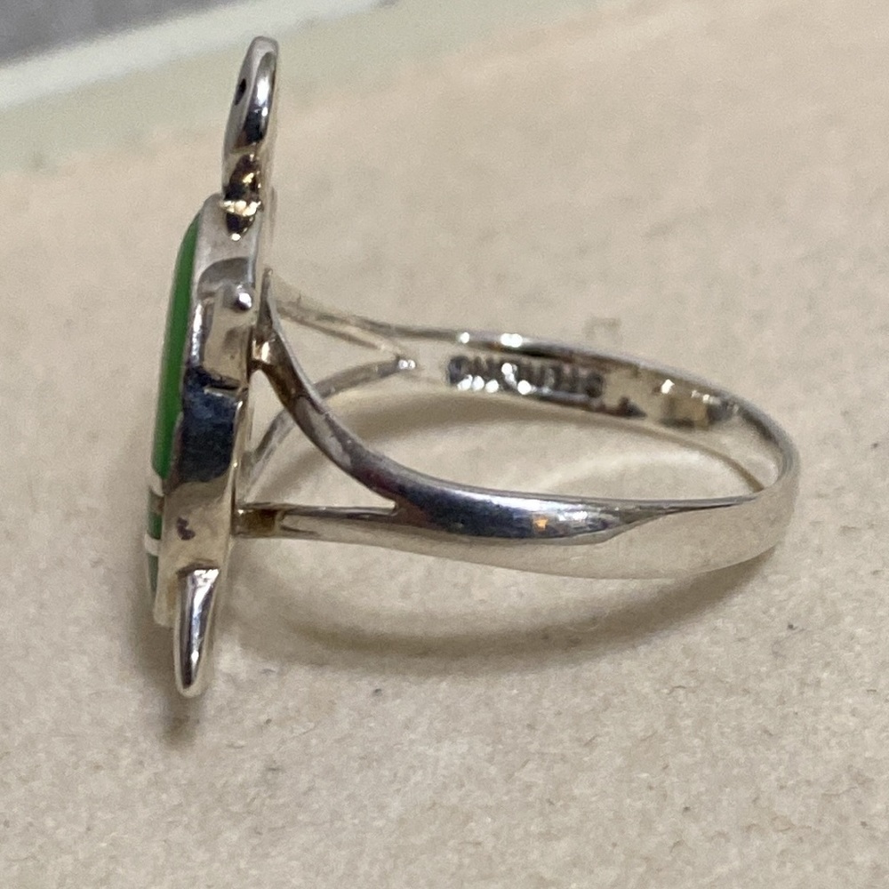*SOLD*Vintage Navajo Sterling Silver Turtle Inlay Ring - Picture 7 of 12